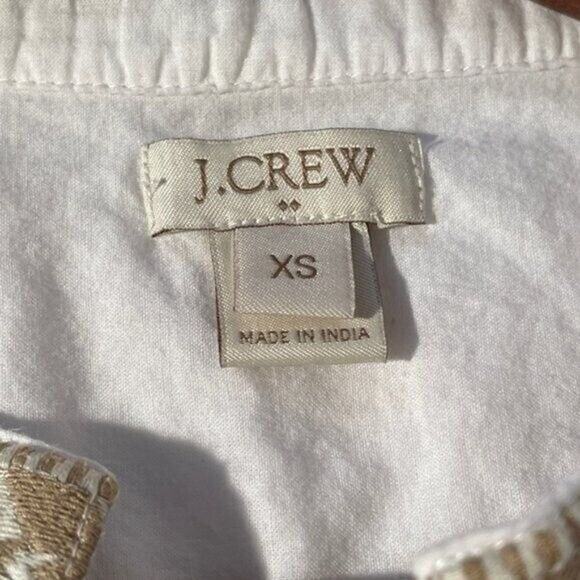 J.Crew Womens XS White Embroidered Boho Peasant Blouse Tassel Tie Top - Picture 5 of 12